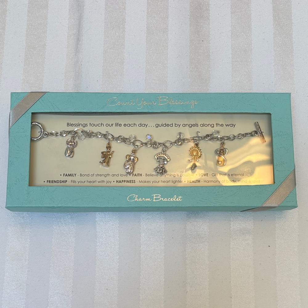 Count Your Blessings Silver and Gold Charm Bracelet